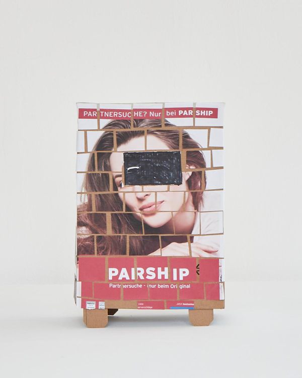 11 Minutes, Inkjet print, tape and felt tip pen on cardboard, 33 &times; 22 &times; 12 cm, 2020