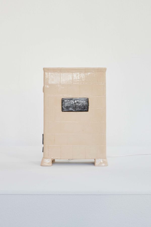 Shira, Glazed ceramic, electrical wiring and heating film, 32 &times; 23 &times; 9 cm, 2020