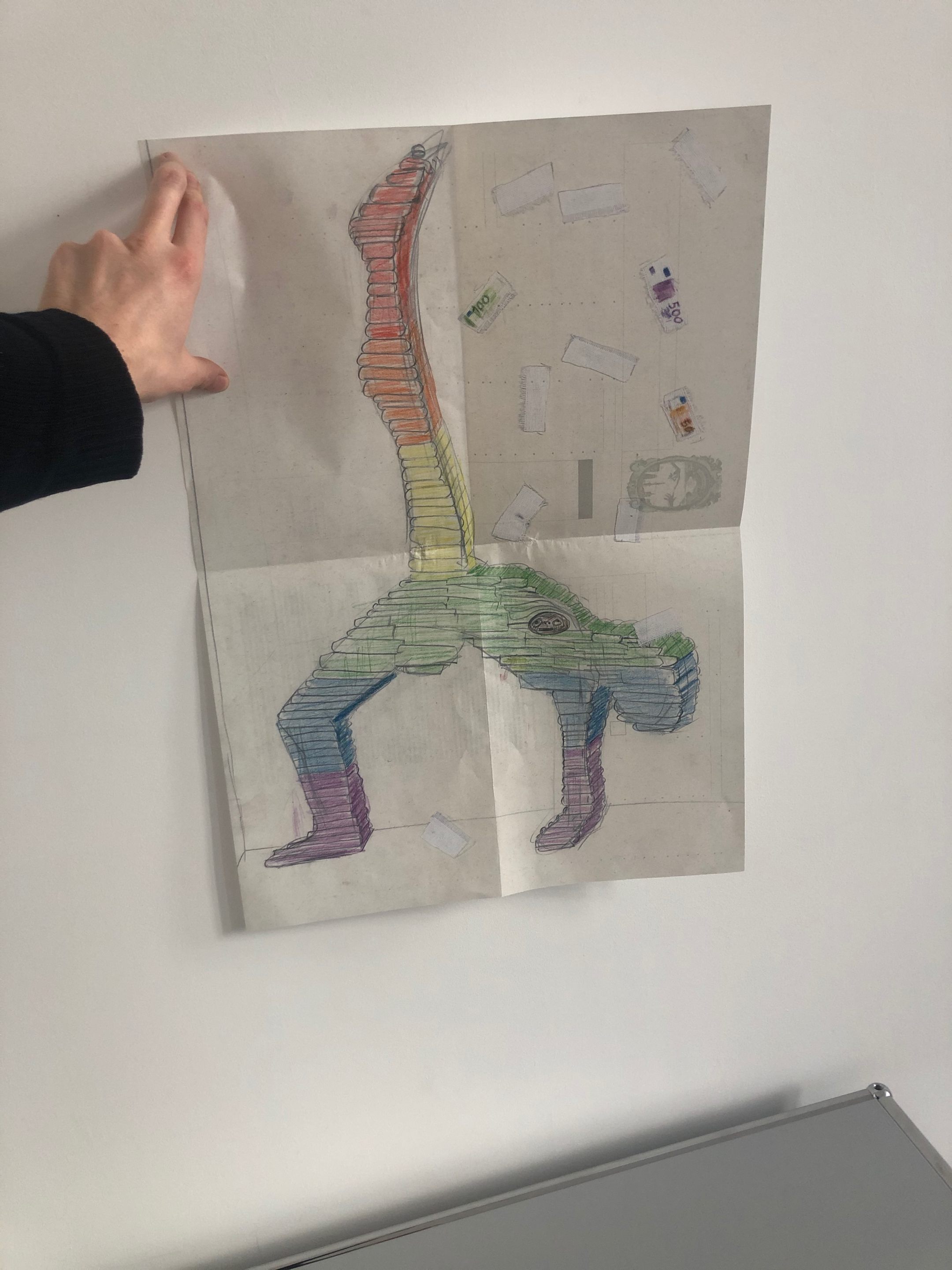 Poster with drawing Jeden Tag was Neues, 2020